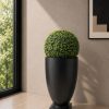 Boxwood Topiary Ball (PL1142) With Black Fiber Urn